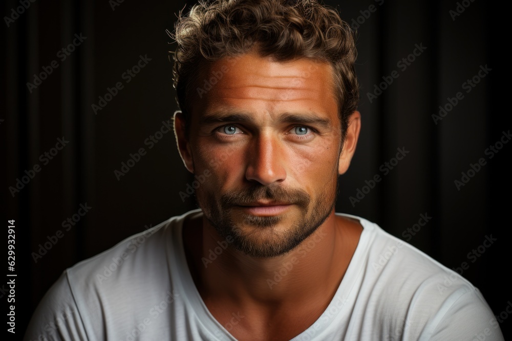 Obraz premium Masculinity and Grooming: A portrait of a man with a sultry, good-looking, sharp-tongued appearance.