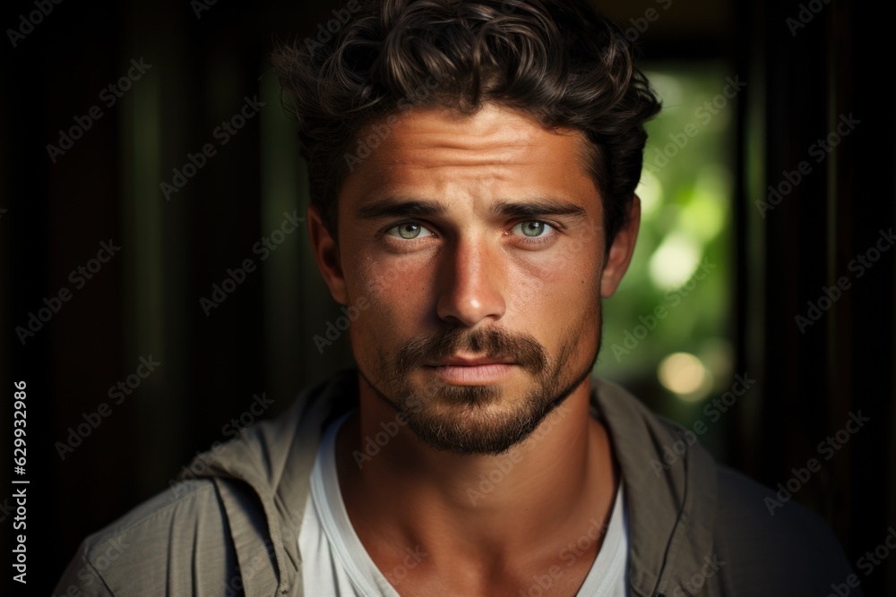 Masculinity and Grooming: A portrait of a man with a sultry, good-looking, sharp-tongued appearance. Masculinity and Grooming: A portrait of a man with a sultry, good-looking, sharp-tongued appearance.