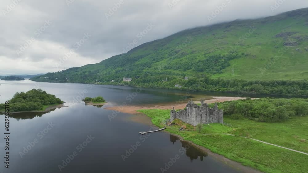 Kilchurn Castle from a drone, Loch Awe, Argyll and Bute, Scotland, UK Kilchurn Castle from a drone, Loch Awe, Argyll and Bute, Scotland, UK