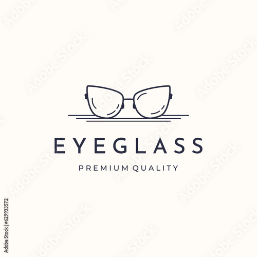 eyeglass safety radiation line art logo vector minimalist illustration design, eye glass optic symbol design
