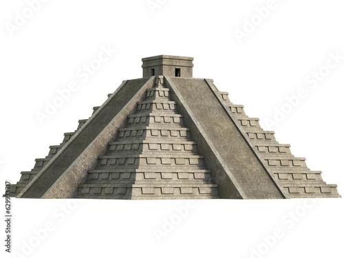Mayan pyramid isolated on white 3d rendering photo