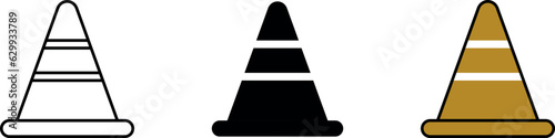 Traffic cone different style icons collection set. Line, glyph and filled outline colorful version, outline and filled vector sign․ Vector ilustration