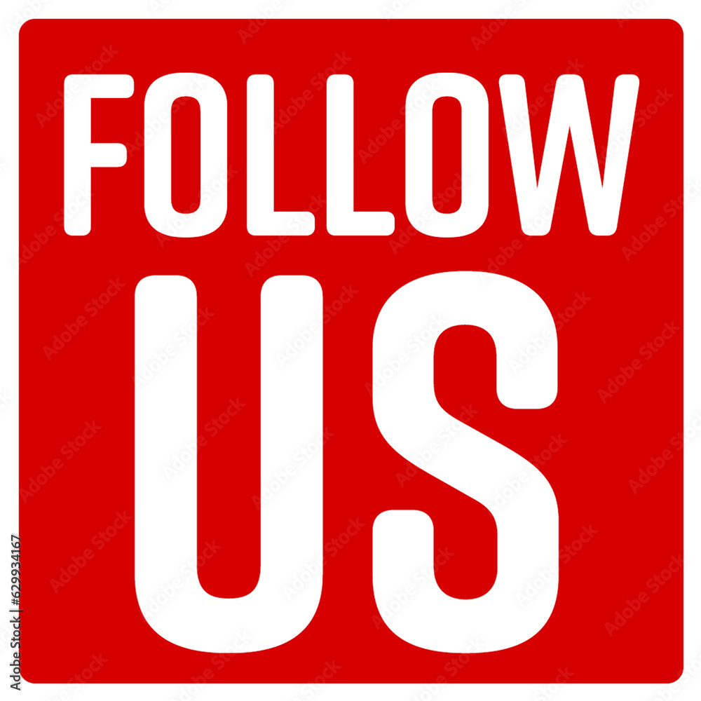FOLLOW US button sticker red sign video watermark FOLLOW US button sticker red sign video watermark