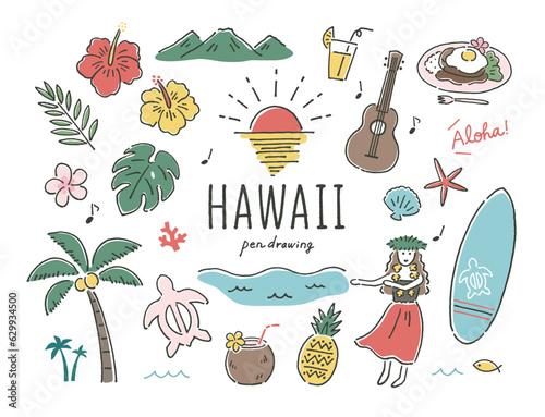 ハワイ南国ペン画カラー