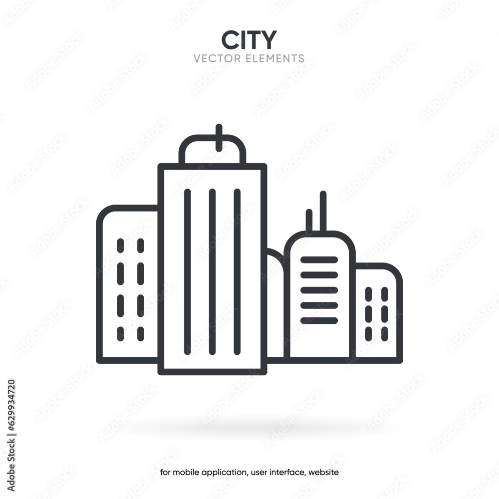 Buildings icons. Home symbol. Bank, Hotel, Courthouse. City, Real estate, Architecture buildings icons. Hospital, town house, museum. Urban architecture, city skyscraper. Linear set