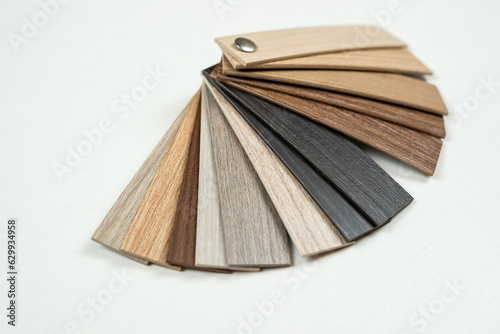 Wooden color swatch samples isolated on white