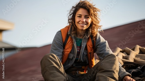woman roofer photo