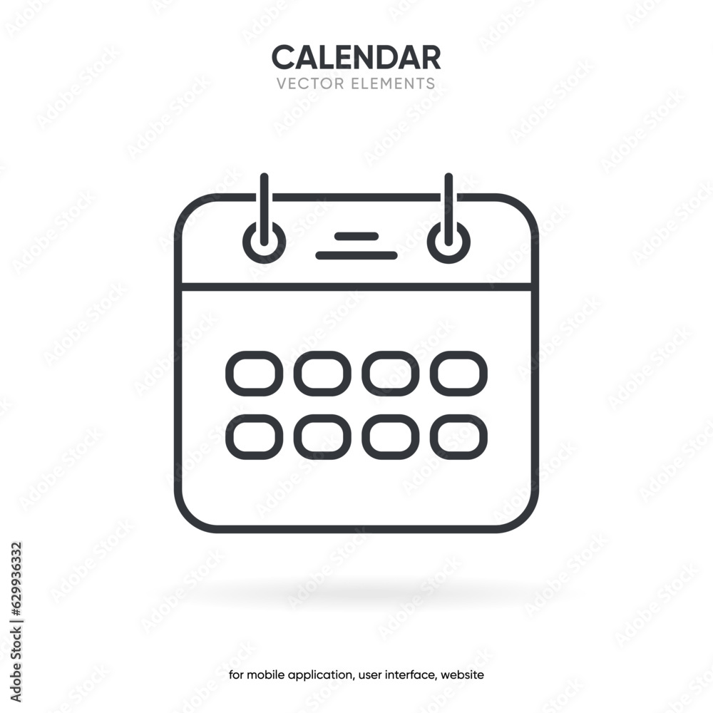 Calendar and time thin line icon. Minimal flat vector illustration. Included simple outline icons as schedule, reminder, appointment, planner, event time, timer, clock. Calendar and time thin line icon. Minimal flat vector illustration. Included simple outline icons as schedule, reminder, appointment, planner, event time, timer, clock.