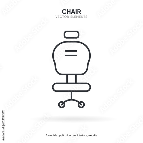 Office chair icon in black line style icon, style isolated on white background