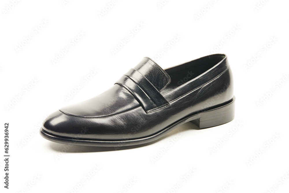 Handmade men's leather moccasins, loafers on an isolated white background. Handmade men's leather moccasins, loafers on an isolated white background.