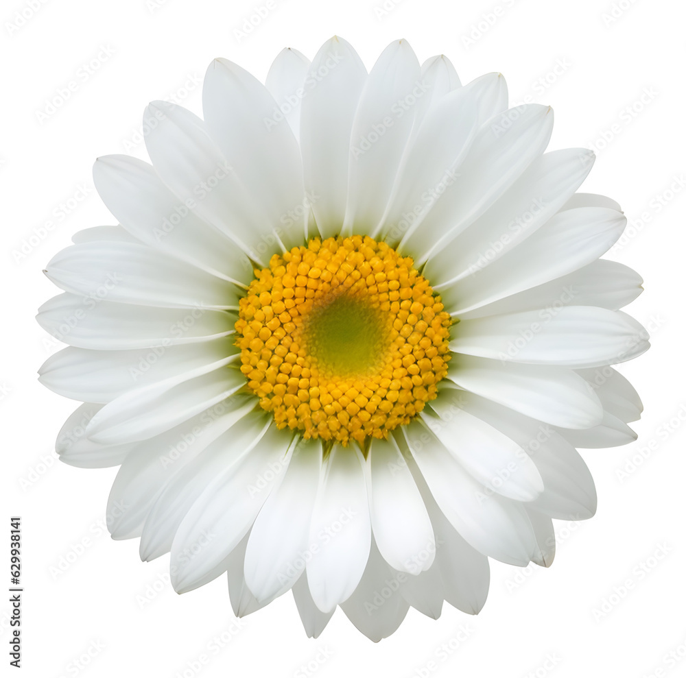 realistic daisy, camomile flower isolated on transparent background, extracted, png file