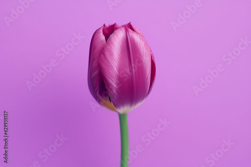 A tulip isolated on a pastel purple background