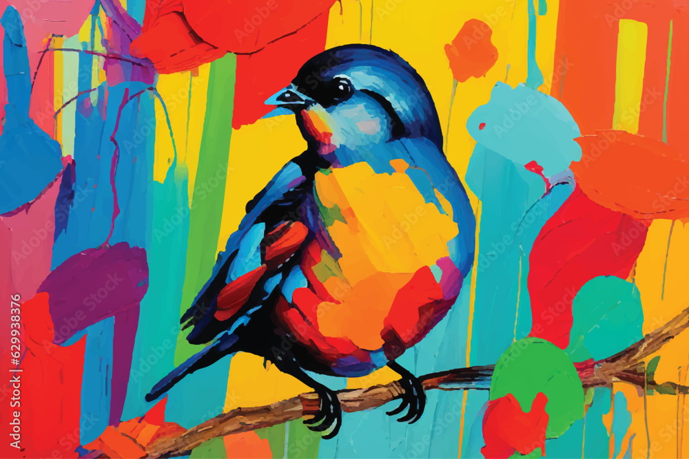 Fototapeta premium painting abstract bird vector watercolor hand painted; Generative AI illustration.