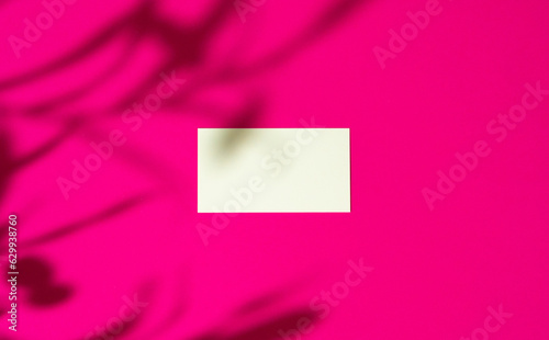 Mock-up on pink background. Businesscards with copy space photo