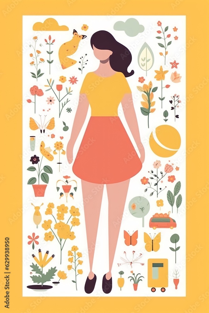 illustration of women body positivity theme, modern flat design style illustration of women body positivity theme, modern flat design style