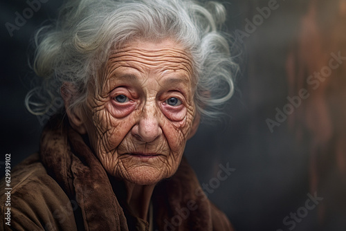 Portrait of sad every old woman
