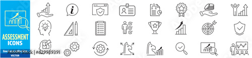 Assessment line icons vector collection