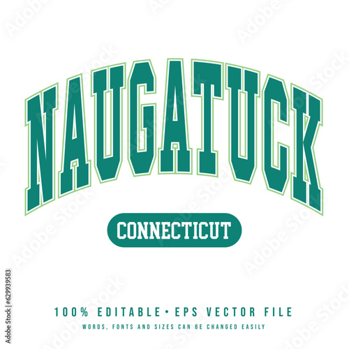 Naugatuck text effect vector. Editable college t-shirt design printable text effect vector photo