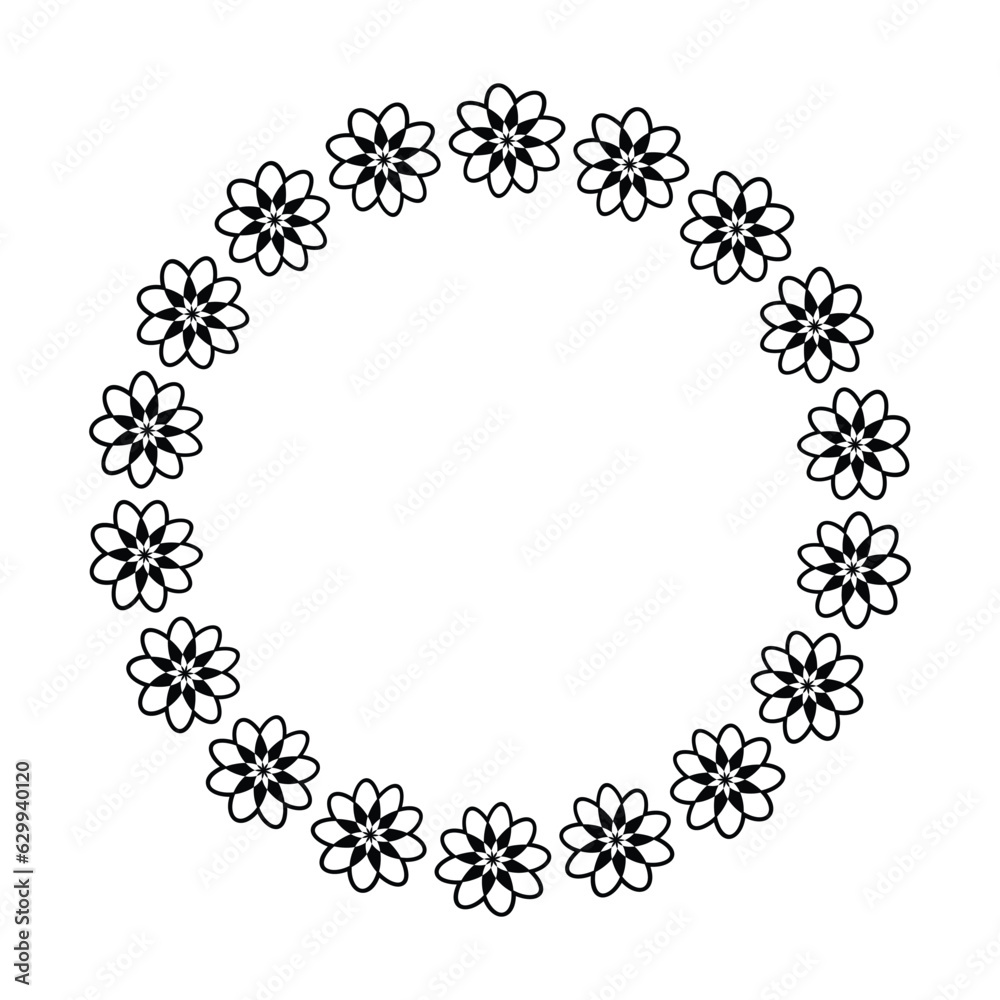 Flower circle border design rounded floral frame ring for decoration ornament in vector illustration Flower circle border design rounded floral frame ring for decoration ornament in vector illustration