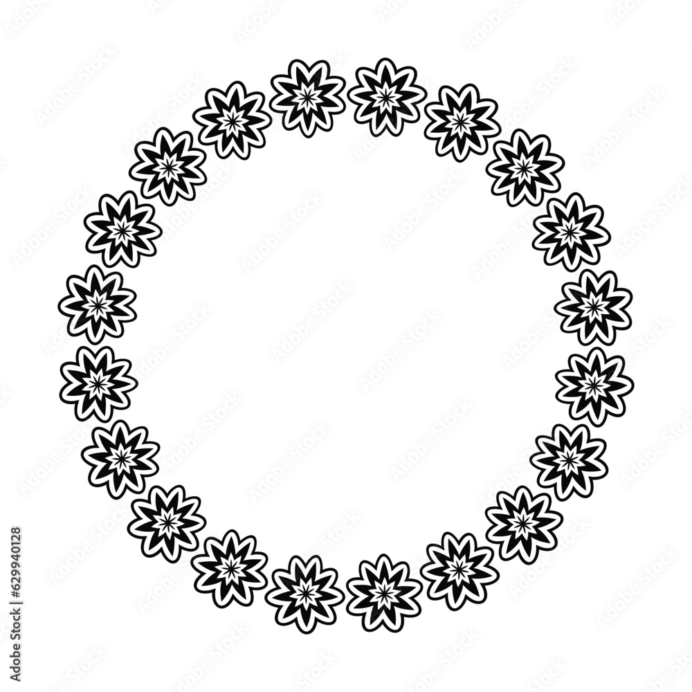 Flower circle border design rounded floral frame ring for decoration ornament in vector illustration Flower circle border design rounded floral frame ring for decoration ornament in vector illustration