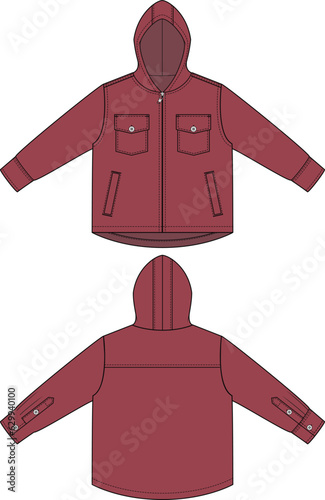 CHILDREN AND KIDS WEAR HOOD JACKET WITH CAP SWEAT TOPS VECTOR ILLUSTRATION