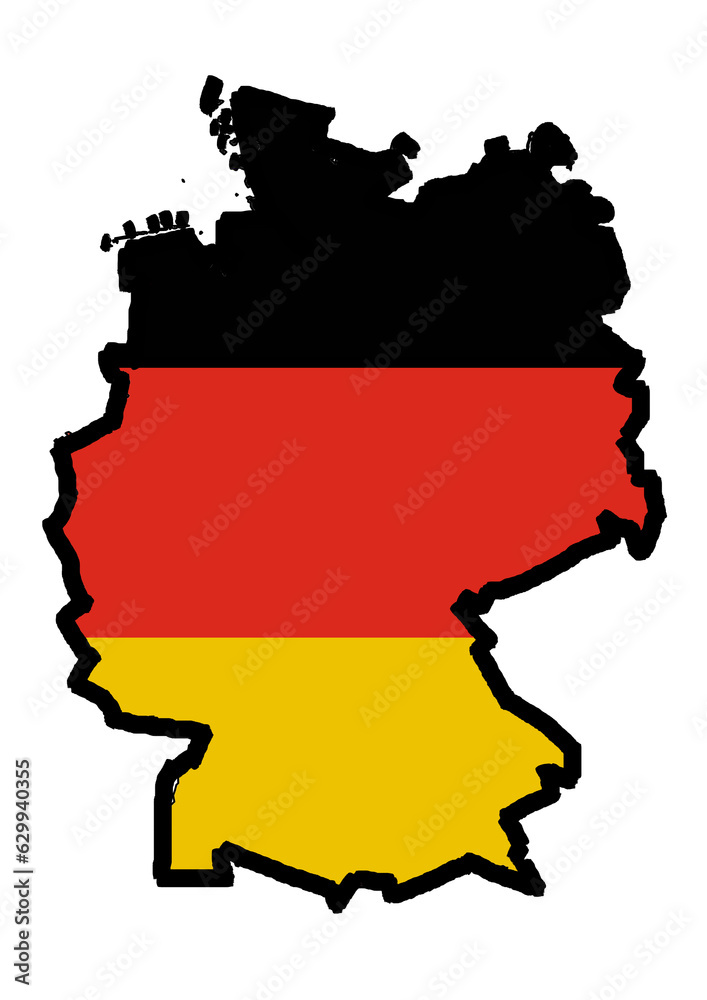 German Unity: A Sketch of the National Flag on the Map - Germany German Unity: A Sketch of the National Flag on the Map - Germany