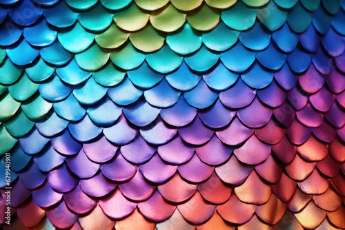 Close-up of vibrant fish scales revealing the magnificent beauty of sea life, displaying the unique marine textures