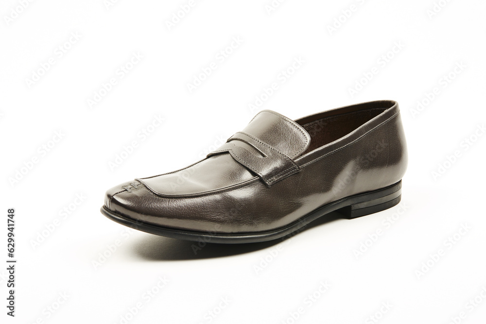 Handmade high quality Italian mens casual shoes on a white isolated background. Handmade high quality Italian mens casual shoes on a white isolated background.
