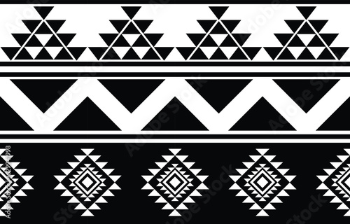aztec seamless pattern.  rug textile print texture Tribal design, geometric symbols for logo, cards, fabric decorative works. traditional print vector illustration. on black and white background.