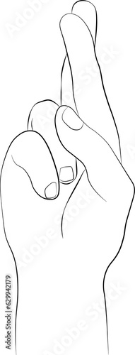 Photographie Cross your fingers or fingers crossed hand gesture line art