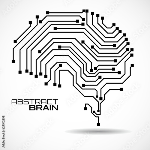 Technological brain. Circuit board. Abstract vector background