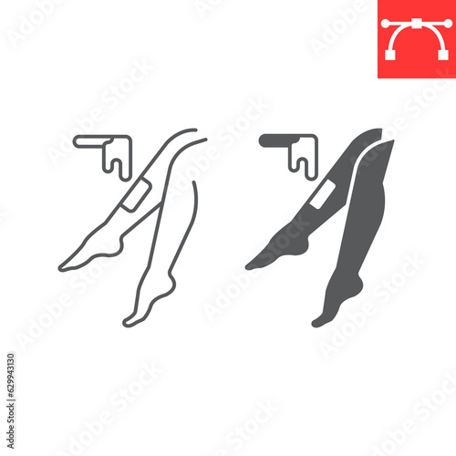 Wax line and glyph icon, SPA and beauty salon, hair removal waxing vector icon, vector graphics, editable stroke outline sign, eps 10.