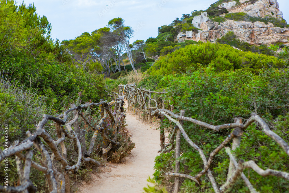 Calo des Moro, Majorca, Spain. Beautiful beach landscape, exotic tropical island nature, blue sea water, ocean waves, summer holidays vacation.