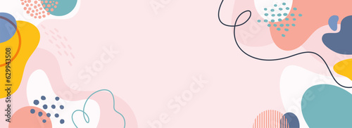 Design banner frame background .Colorful poster background vector illustration.Exotic plants, branches,art print for beauty, fashion and natural products,wellness, wedding and event.
