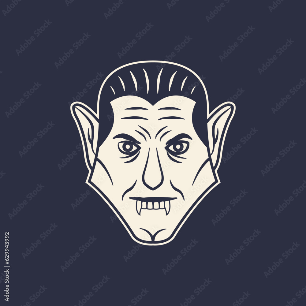 Vampire icon. Sticker design. Vampire head. Print for t-shirt, typography. Vector illustration Vampire icon. Sticker design. Vampire head. Print for t-shirt, typography. Vector illustration