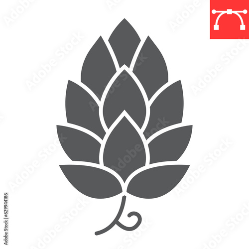 Hop glyph icon, oktoberfest and agriculture, beer hops vector icon, hop plant vector graphics, editable stroke solid sign, eps 10.