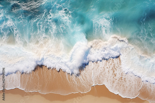 Generative AI the waves of an ocean washing the beach of an island