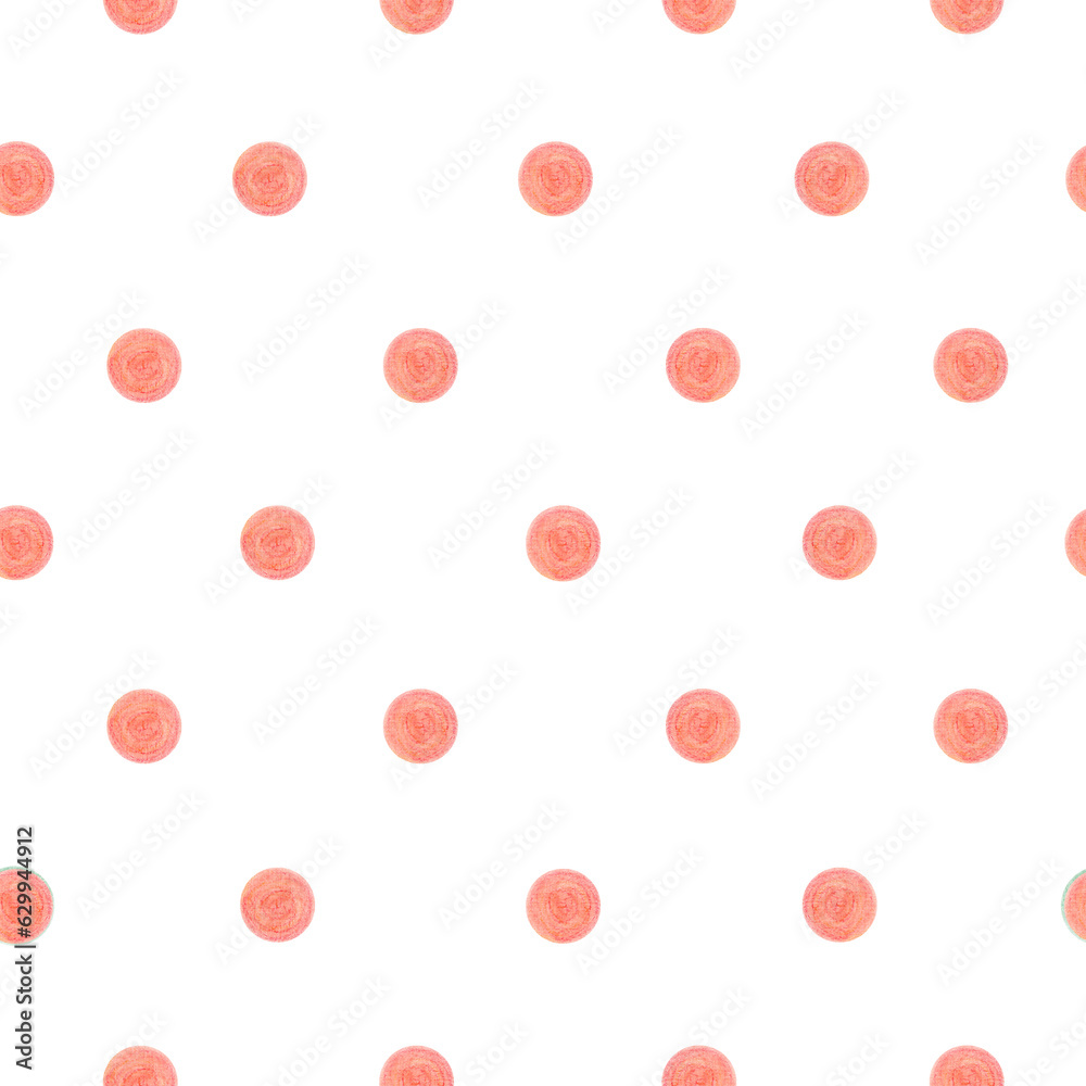 Watercolor seamless pattern red polka dots. Isolated on white background. Hand drawn clipart. Perfect for card, fabric, tags, invitation, printing, wrapping.