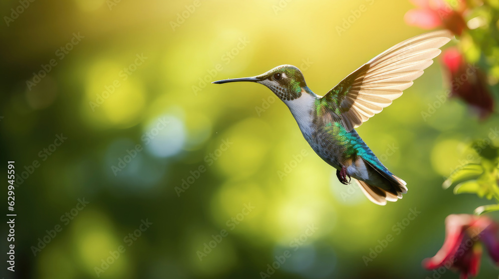 Fototapeta premium hummingbird in flight macro photo