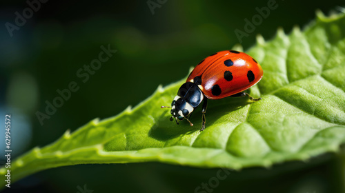 ladybird on a leaf macro photo