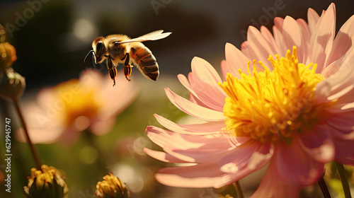bee on a flower macro photo