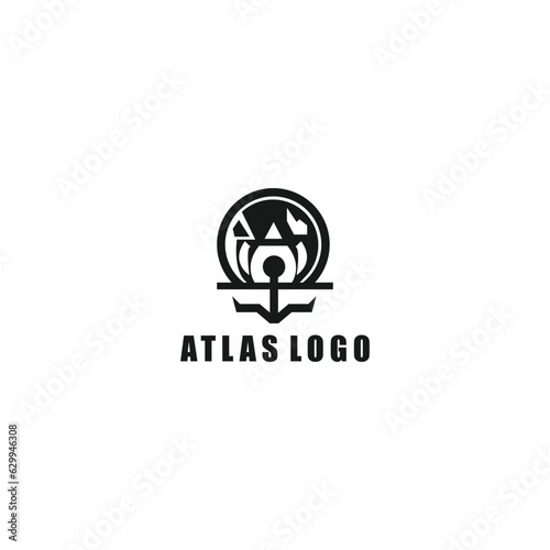 Atlas world black logo icon design illustration