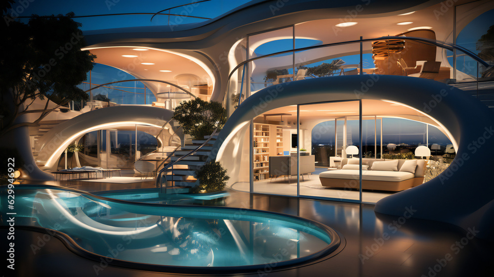 Fototapeta premium futuristic interior design studio apartment