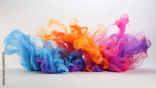 Rainbow Smoke. 3D Render. Colored Background