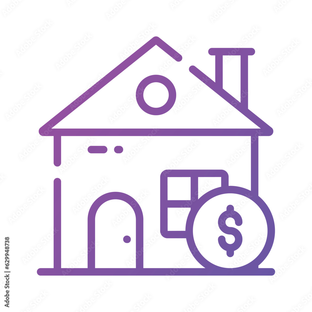 Home with dollar coin showing house loan concept vector in modern style