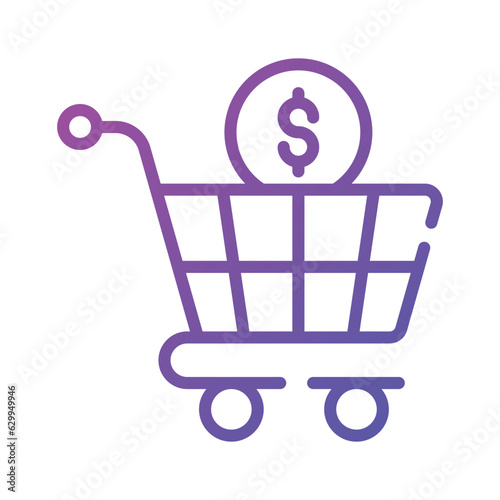 Shopping cart with dollar denoting concept vector of shopping