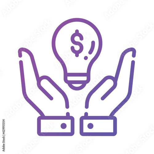 Dollar inside bulb depicting innovative idea, financial idea icon design