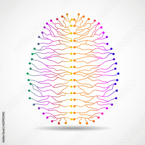 Abstract human brain of lines and dots. Vector illustration