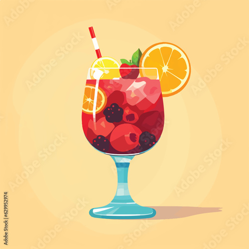 Colorful fresh sangria cocktail flat design
