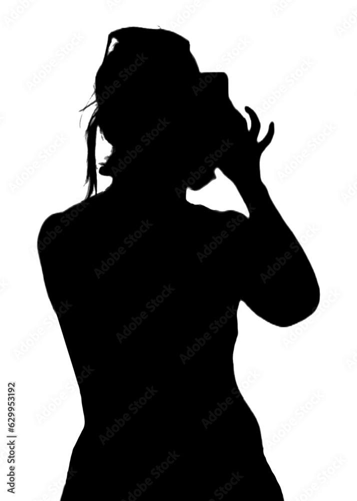 Woman taking photo isolated silhouette
